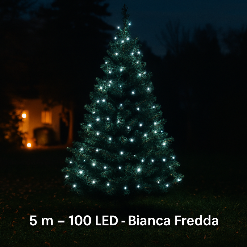 LUCI di Natale 100 LED ESTERNO Bianca Fredda