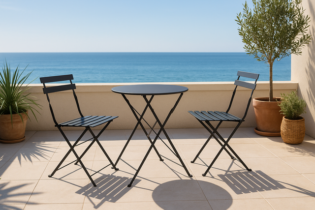 Set Tavolo + 2 Sedie Bistrot Ferro Antracite