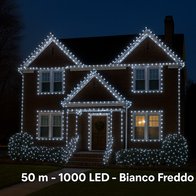 Luci Di Natale 1000 Led Da Esterno Bianca Fredda