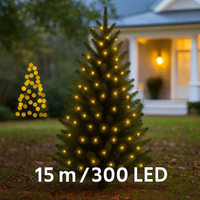 Luci Di Natale 300 Led Da Esterno Bianca Calda
