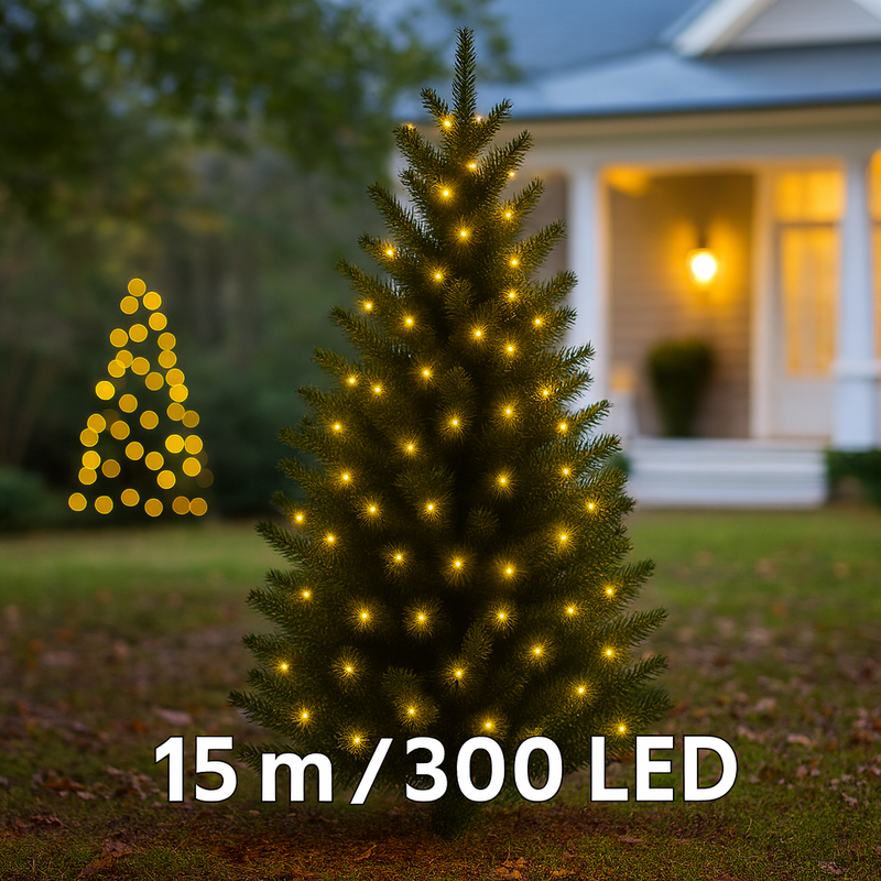 Luci Di Natale 300 Led Da Esterno Bianca Calda