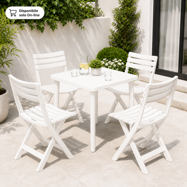 Set Tavolo Nettuno Bianco + 4 sedie Birki