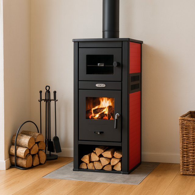 Stufa A Legna Livigno Rossa 12 Kw
