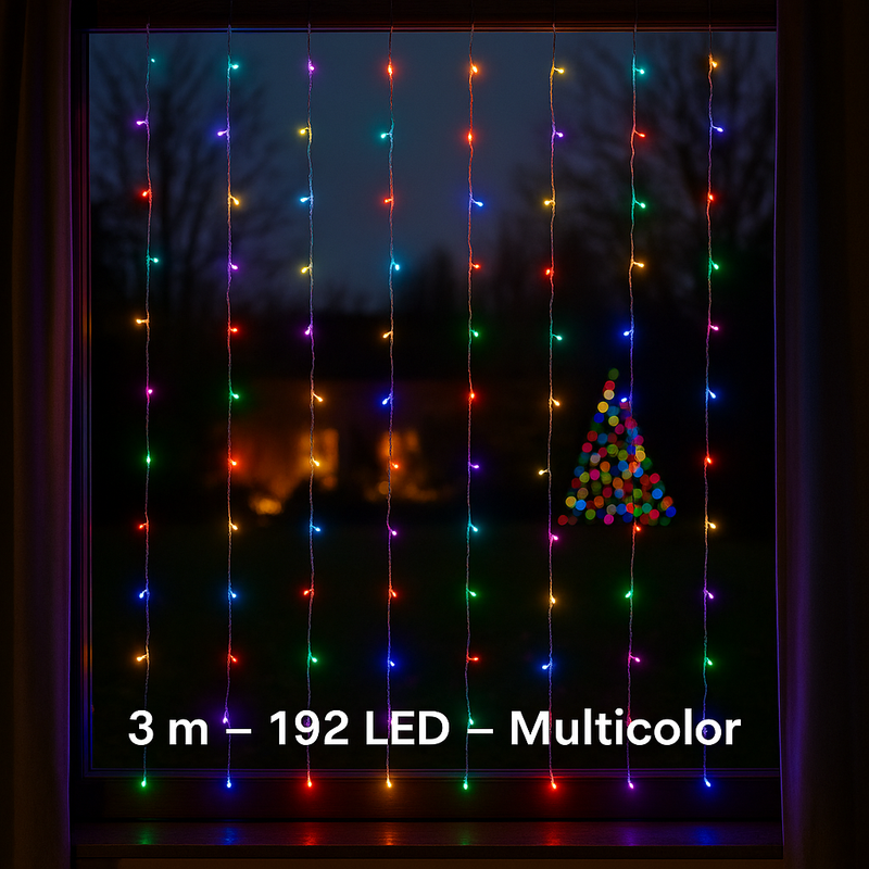 Tenda Luci Di Natale 192 Led 3x1m Multicolor