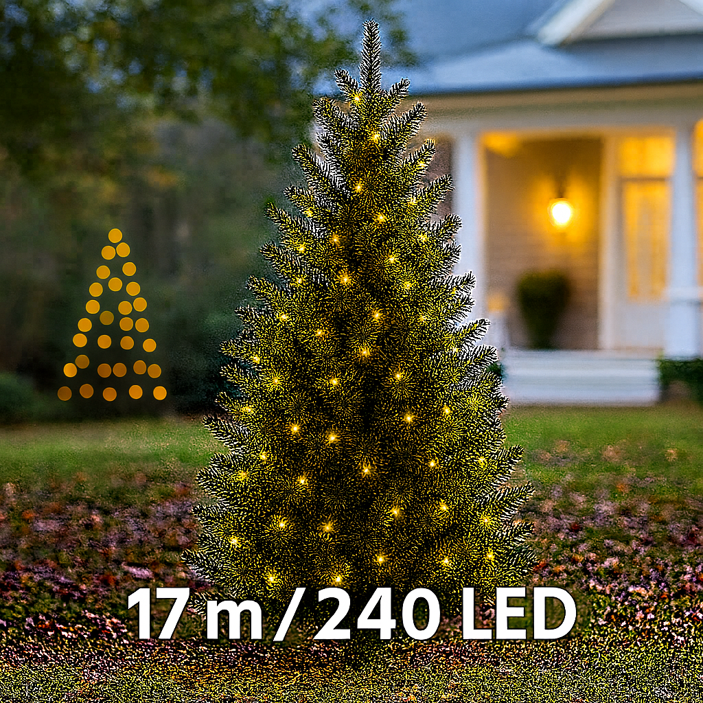 Luci Di Natale 240 Led Da Esterno.Bianca Calda