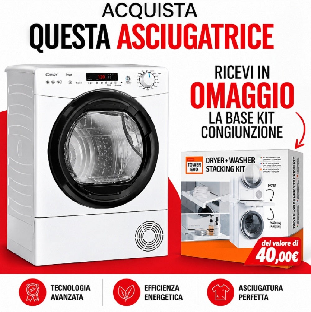 Asciugatrice Candy 8kg + Base Kit Asciugatrice Tower Evo