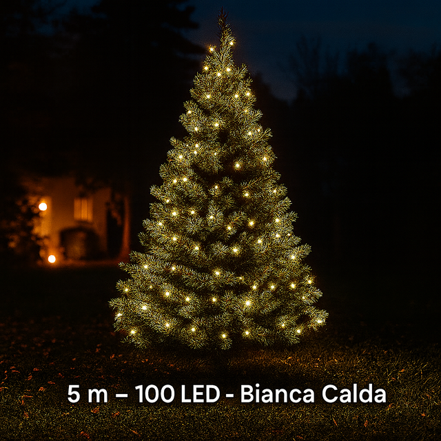 Luci Di Natale 100 Led Esterno Buanca Calda