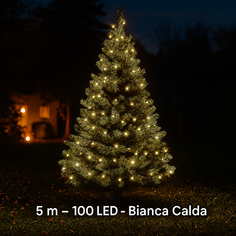 LUCI di Natale 100 LED ESTERNO Buanca Calda