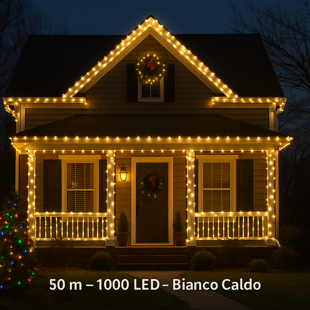 Luci Di Natale 1000 Led Da Esterno Buanca Calda