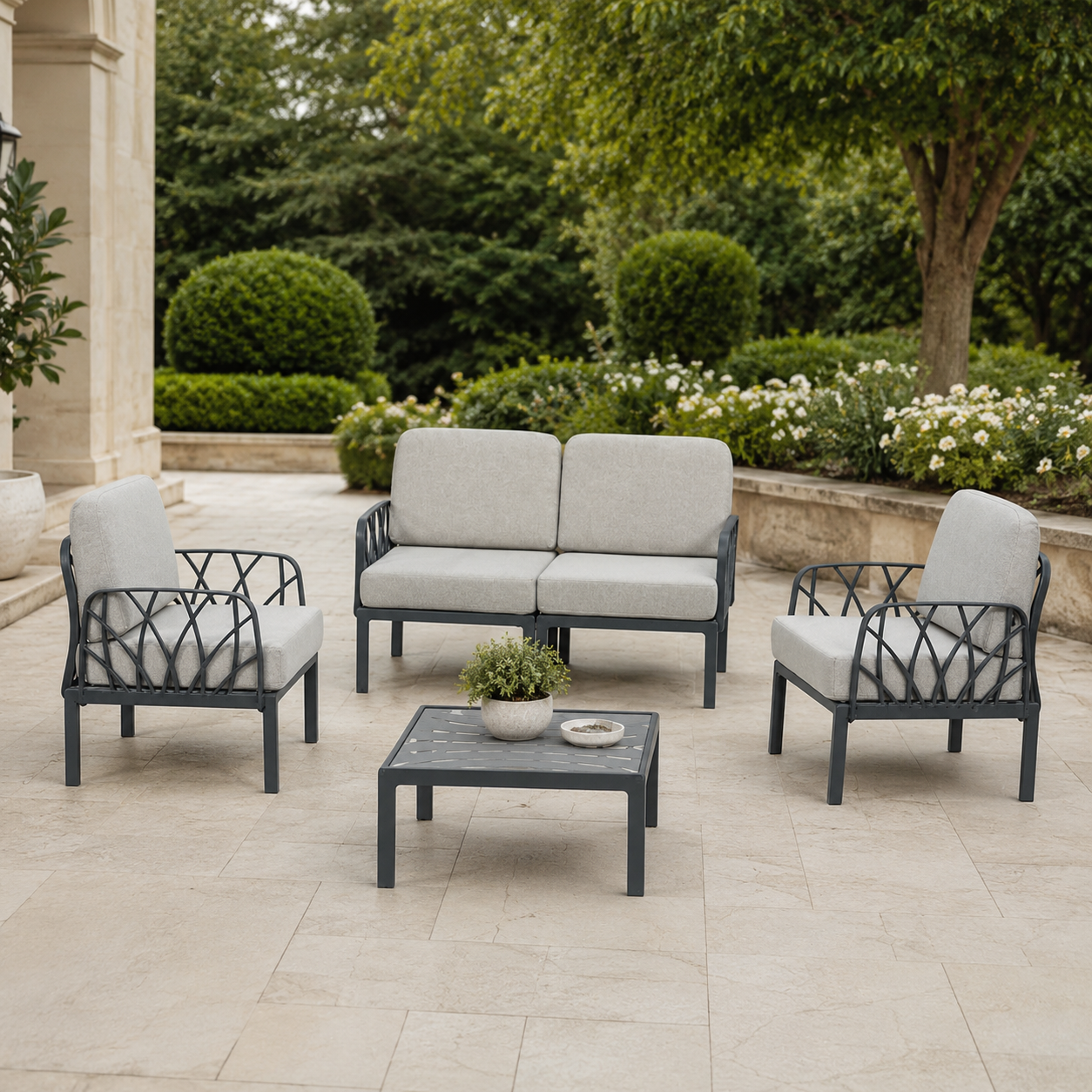 Set Salina 1 Sofa +2 Poltrone +1 Tavolo Antracite