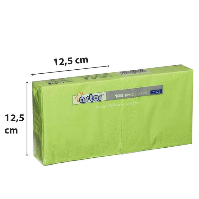 astor tovaglioli 25x25 2 veli 100pz verde cedro ean 8000875016290