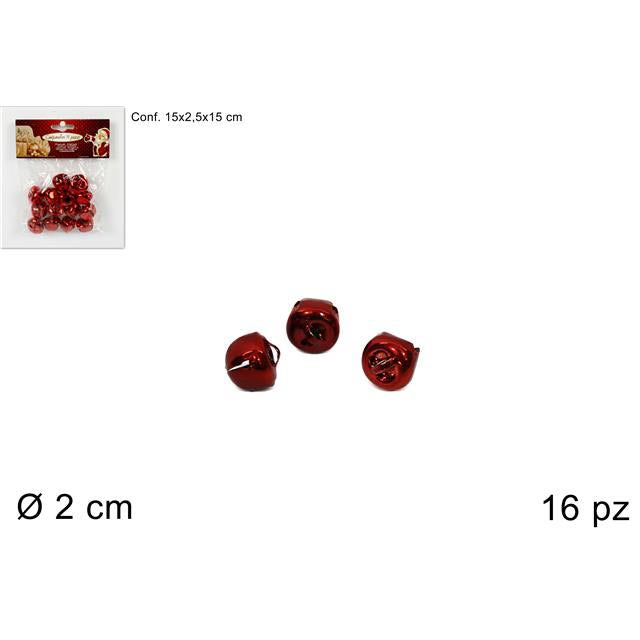 christmas campanellini metallo 2cm 16 pezzi rosso ean 8033113480072