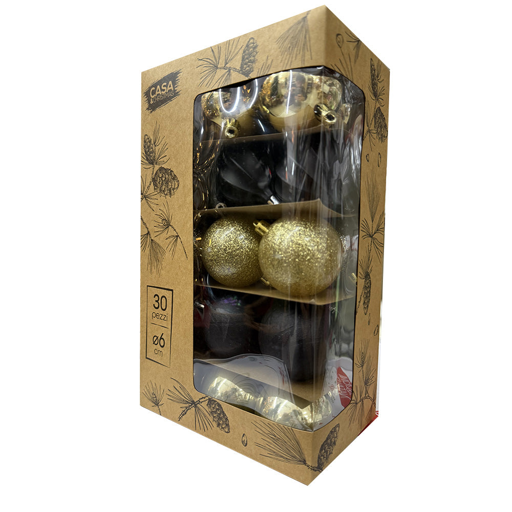 christmas collection pallina di natale oro e nero 6 cm conf 30pz ean 8027458189165
