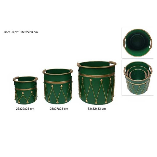 christmas collection set 3 cesti metallo tamburelli natalizi ean 8053482251158