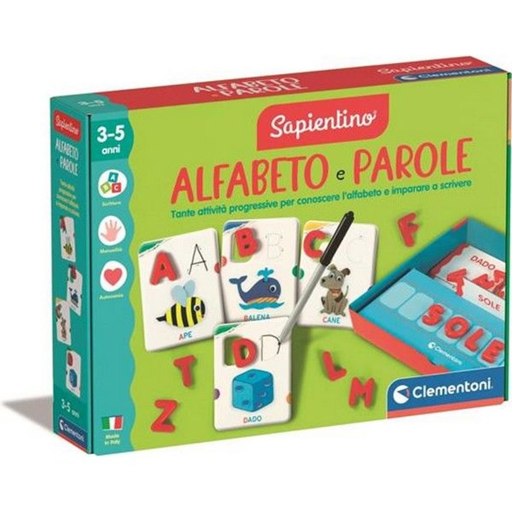 clementoni sapientino alfabeto e parole 16873 ean 8005125168736