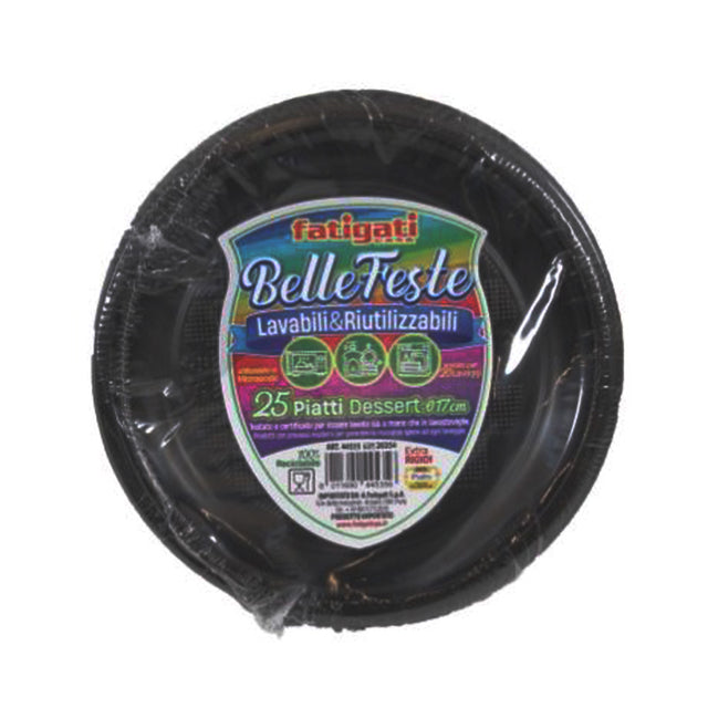 fatigati piatti dessert 25pz d17 nero 6gr ean 8011690445356