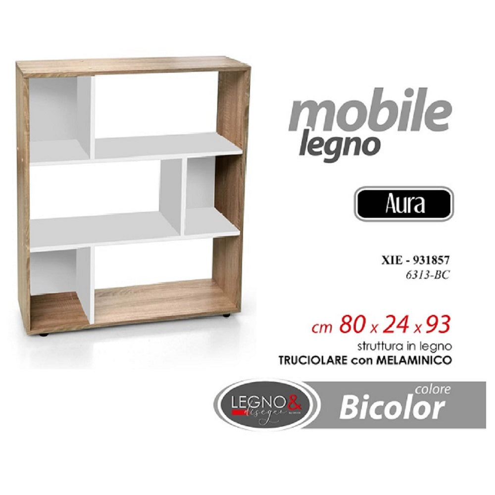 gicos mobile libreria aura bianco e rovere 80x24xh 93 cm ean 8025569931857