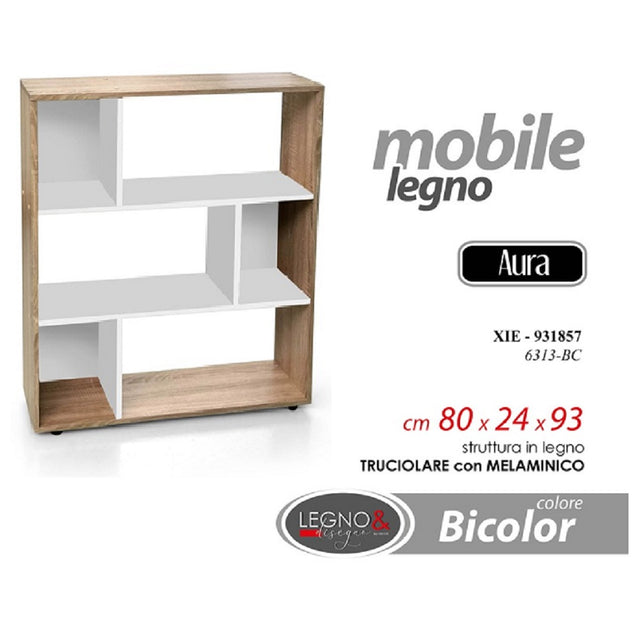 gicos mobile libreria aura bianco e rovere 80x24xh 93 cm ean 8025569931857