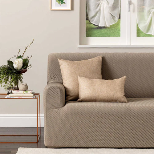 Copridivano Elasticizzato Posto In Poliestere Dahlia Tortora