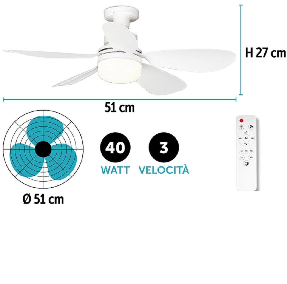 mirada ventilatore a soffitto con luce e telecomando ean 8024972154891