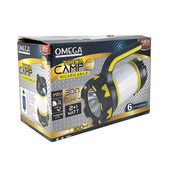 omega torcia da campeggio led ricaricabile 2w ean 8053340479496