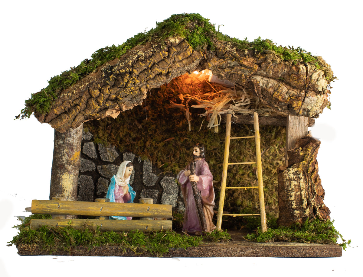 rossi rosa capanna per presepe con nativita 33x18x23 cm ean 8018623822710