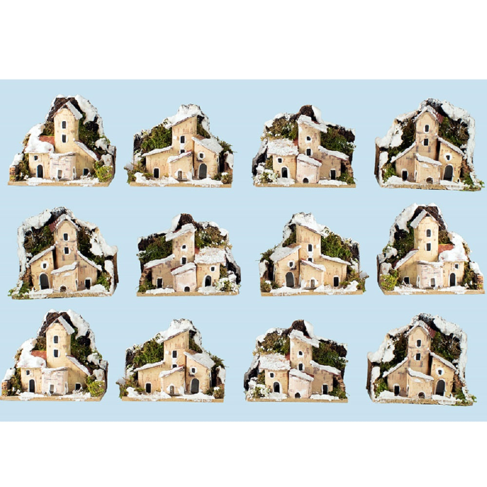 rossi rosa case innevate per presepe 10x6 cm assortite ean 8018623001078