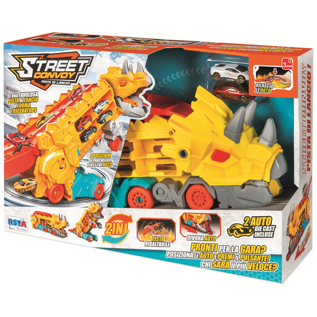 rs toys pista lancio dino truck street convoy con 2 auto ean 8004817122209