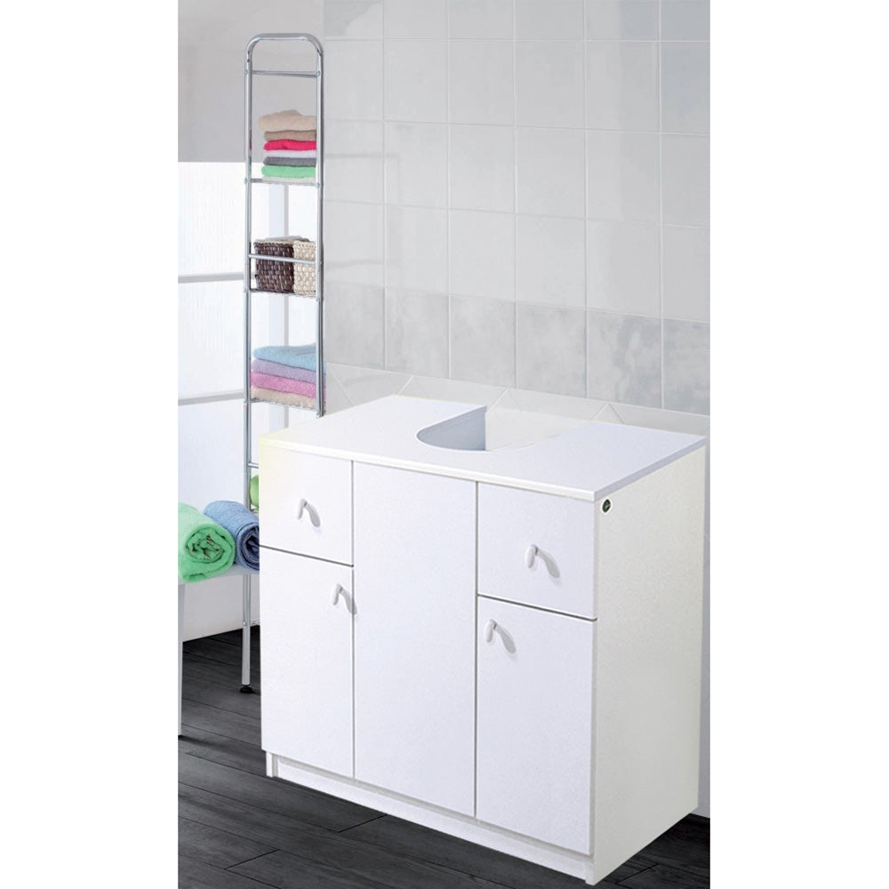 Copricolonna Per Bagno - Mobile Sottolavabo 2 Ante Quercia Naturale, 70x46x62 Cm - Foto 7