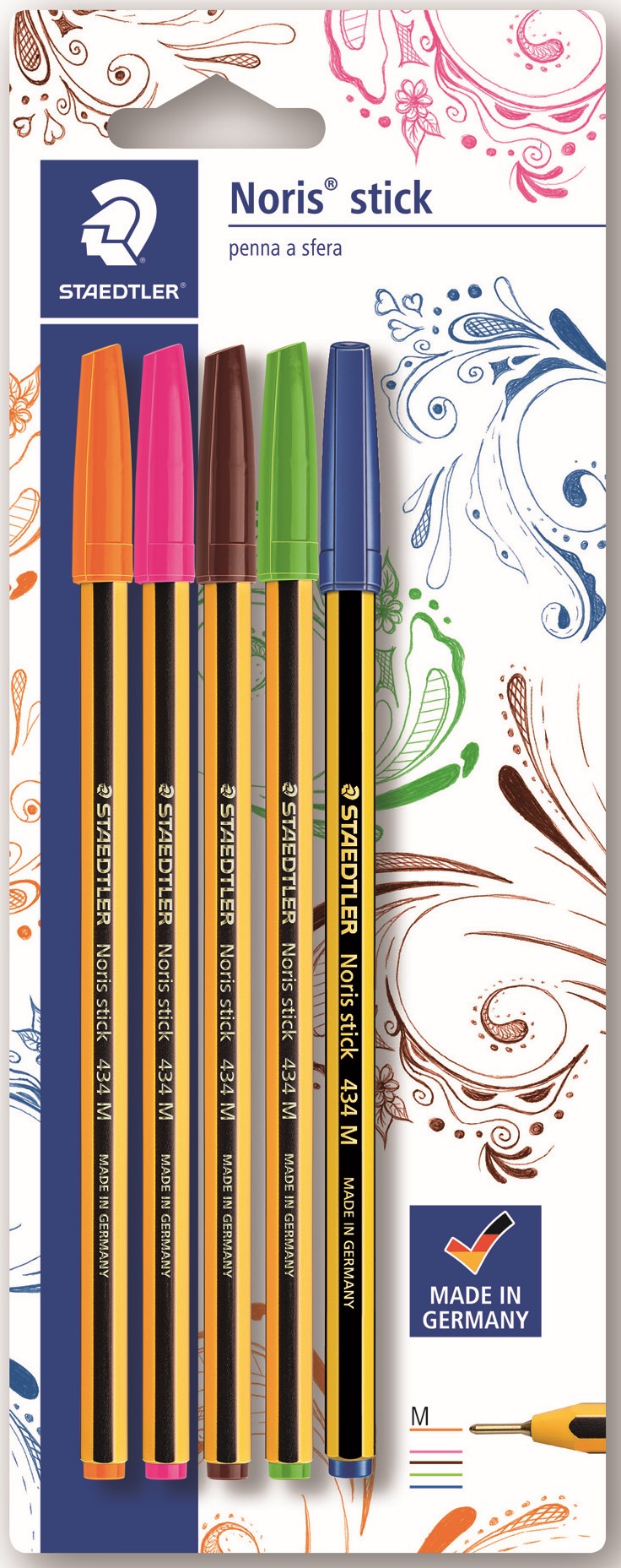 staedtler penne a sfera blu colori assortiti set 5 pz ean 4007817438114