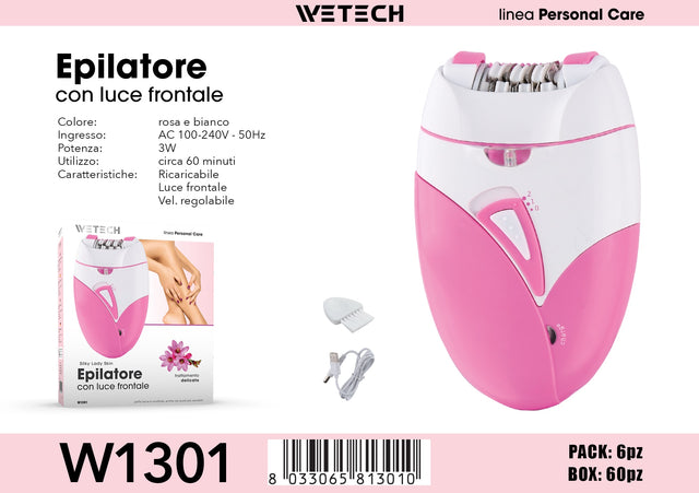 wetech epilatore ricaricabile con luce frontale ean 8033065813010