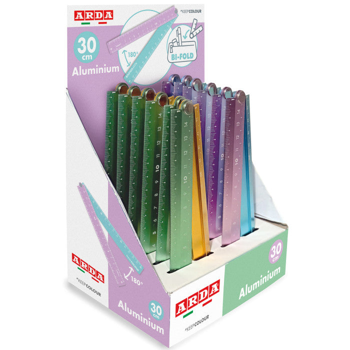 arda righello pieghevole alluminio 30cm colori assortiti ean 8003438035288