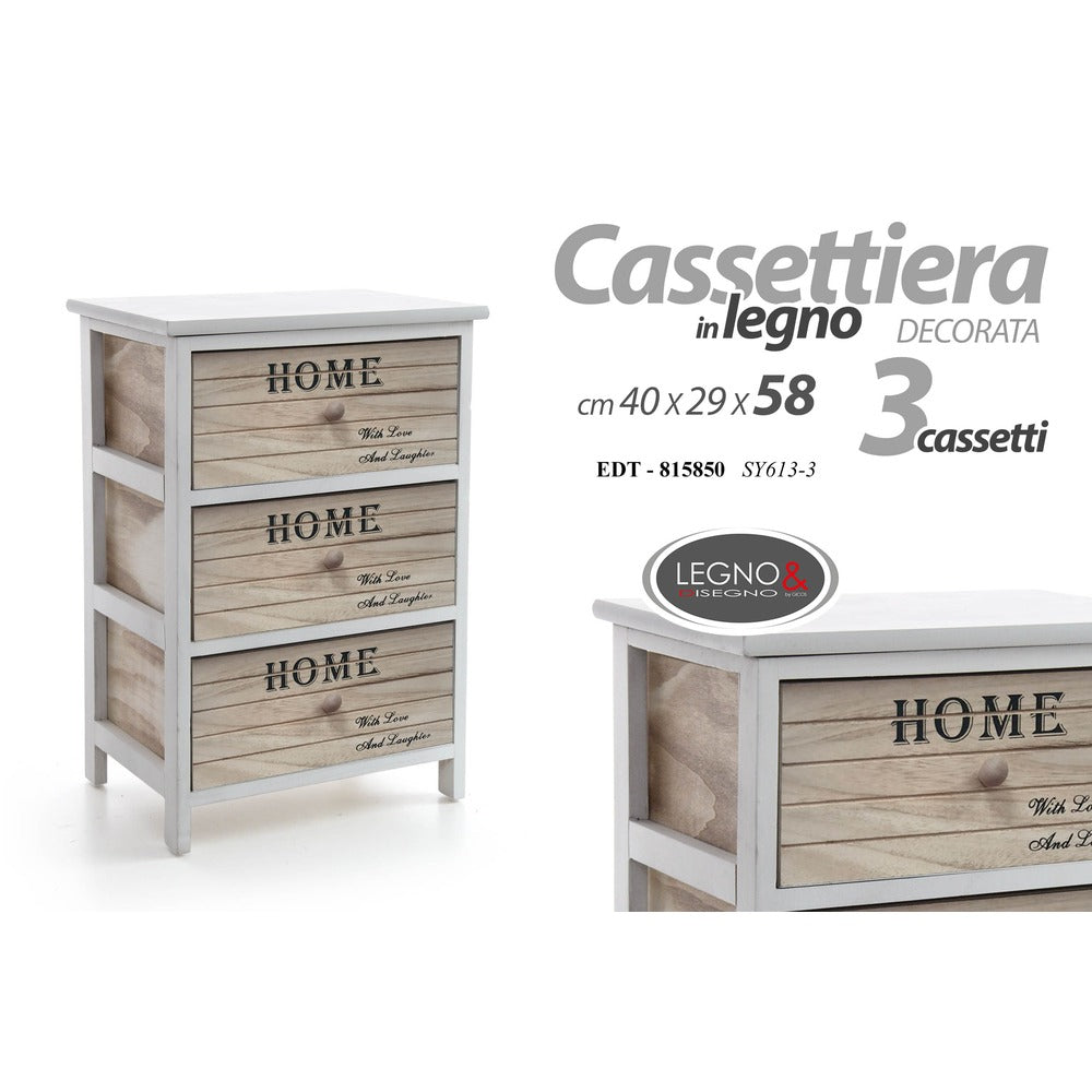 gicos cassettiera 3 cassetti in legno decorata home 40x29x58 cm ean 8025569815850