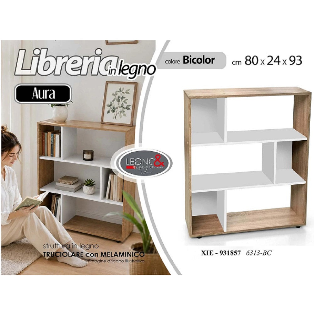 gicos mobile libreria aura bianco e rovere 80x24xh 93 cm ean 8025569931857