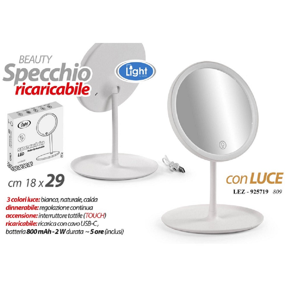 gicos specchio led ricaricabile 29x29 cm ean 8025569925719