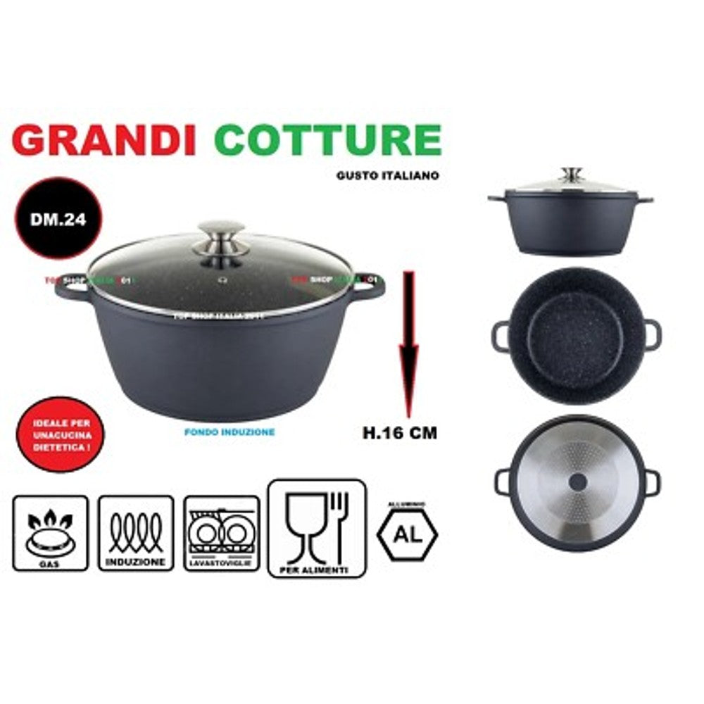 grandi cotture pentola granito 28 con coperchio ean 8032591302531