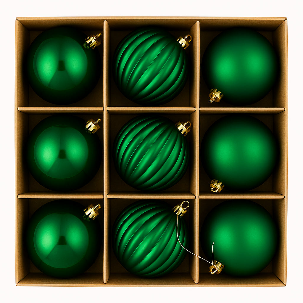 nbr pallina di natale verde 8 cm conf 9pz 3 decori ean 9972016912152