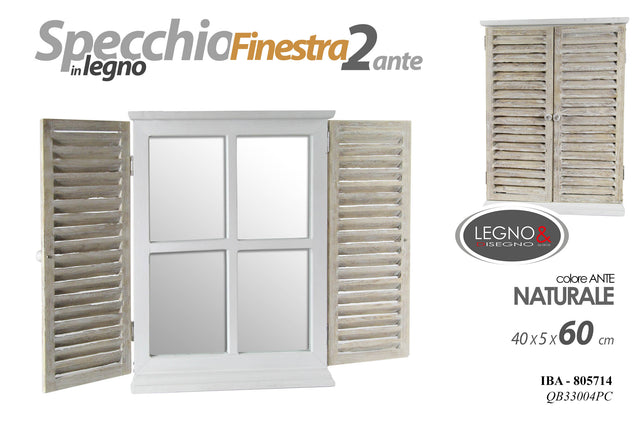 nbr specchio finestra in legno 2 ante 40x5x60 cm ean 8025569805714