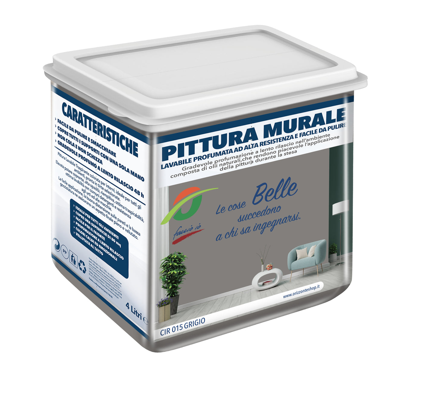 nbr pittura lavabile profumata grigio 4lt ean 8053835015253