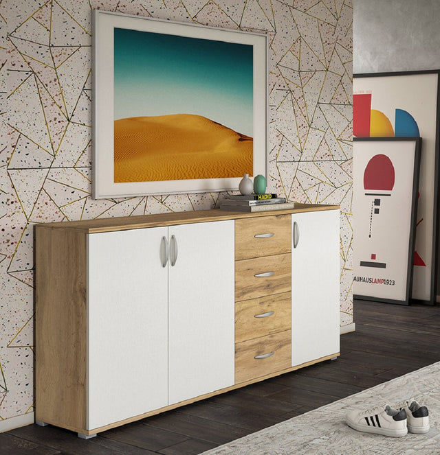Madia Buffet Londra Color Bianco E Nodo 160x35x83