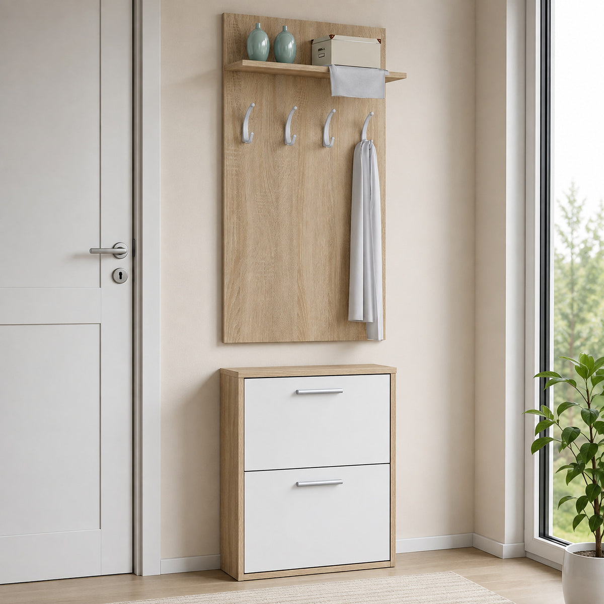 Scarpiera Starter 2 Ante 4 Paia Beige Bianco