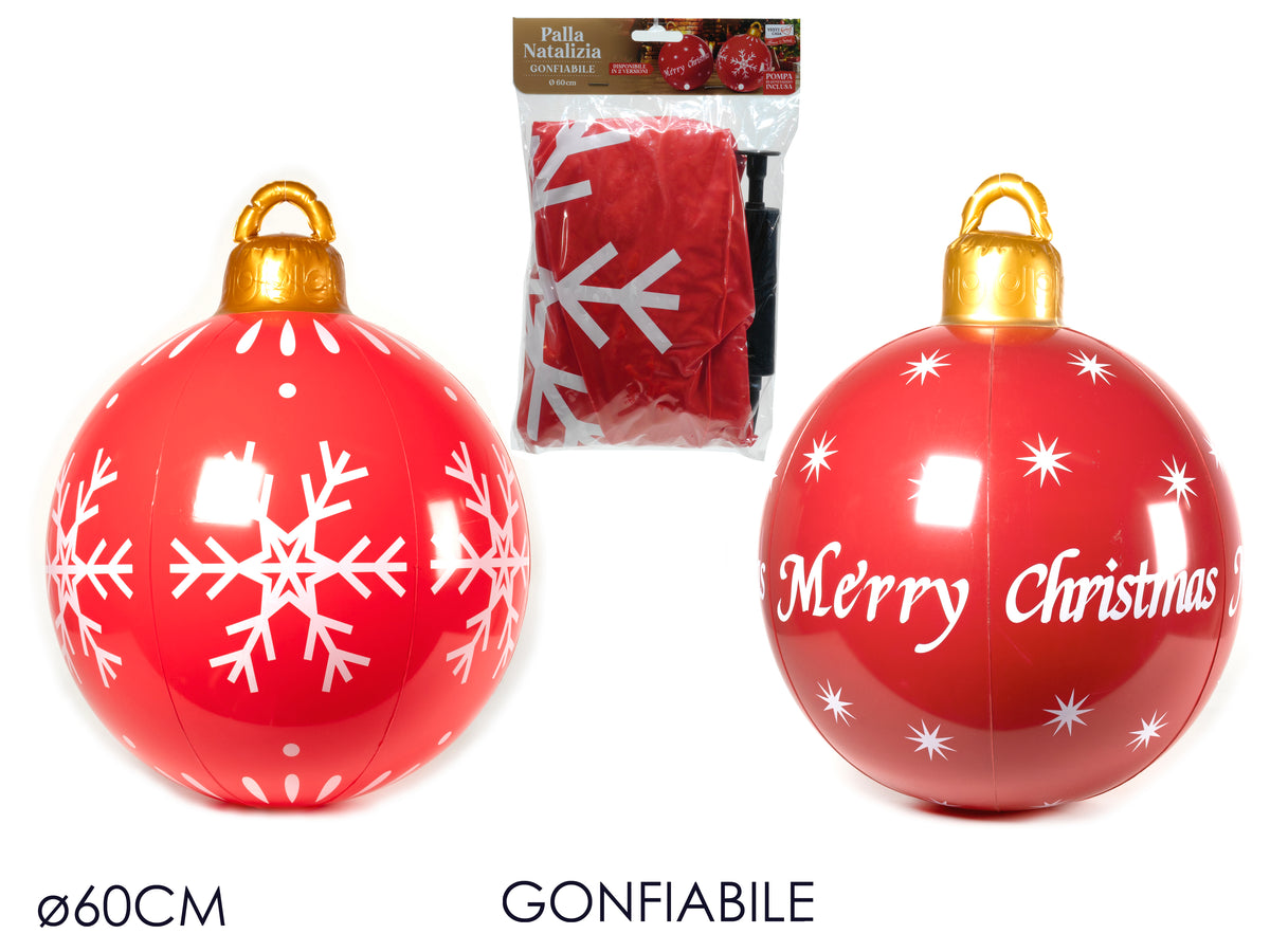PALLA NATALE. GONFIABILE_diametro 60CM ROSSO