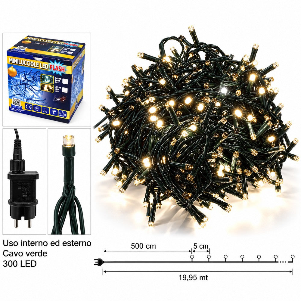Luci di Natale Minilucciole 300 Led Bianco Caldo - immagine 3