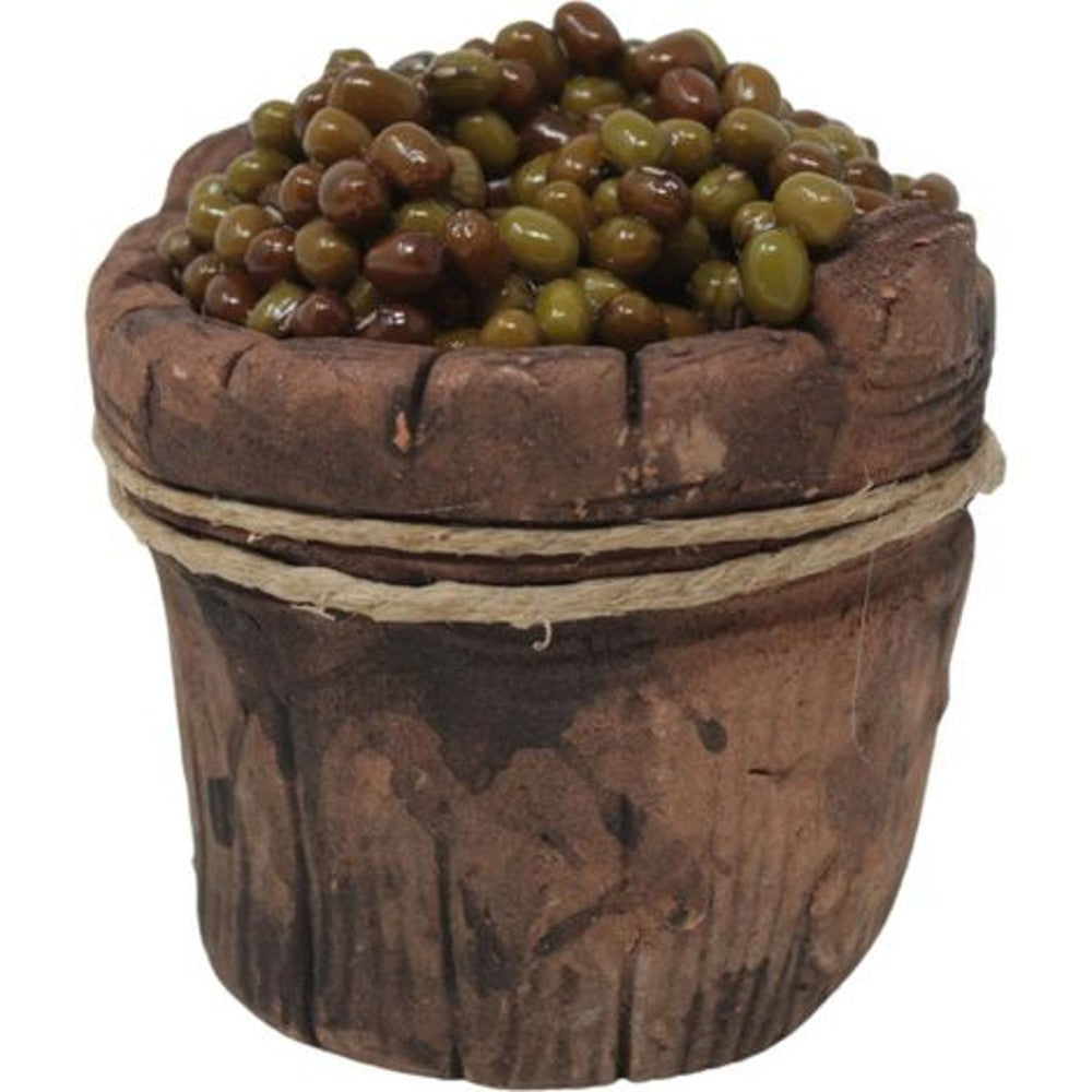 Tinozza in Legno con olive per presepe 5,5x4,5x5,5 cm - immagine 2