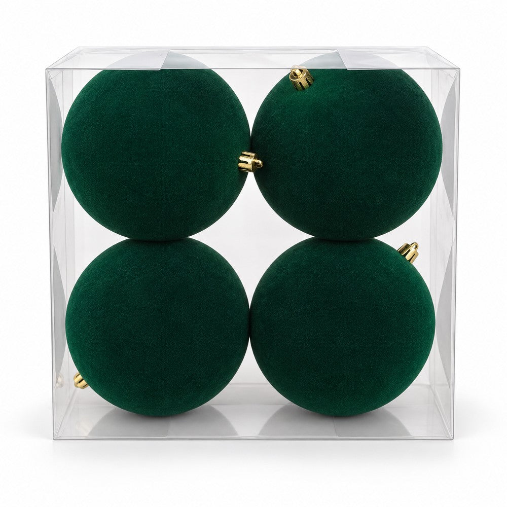 PALLA natale VELLUTO VERDE GLITTER conf 4 - immagine 2