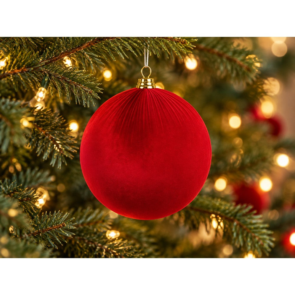PALLA 25CM IN TESSUTO EFFETTO VELLUTO ROSSA - immagine 2