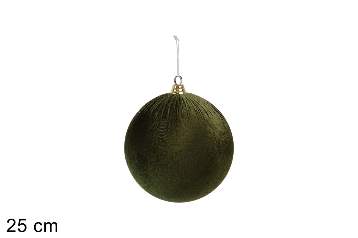 PALLA Natale 25CM IN TESSUTO EFFETTO VELLUTO VERDE