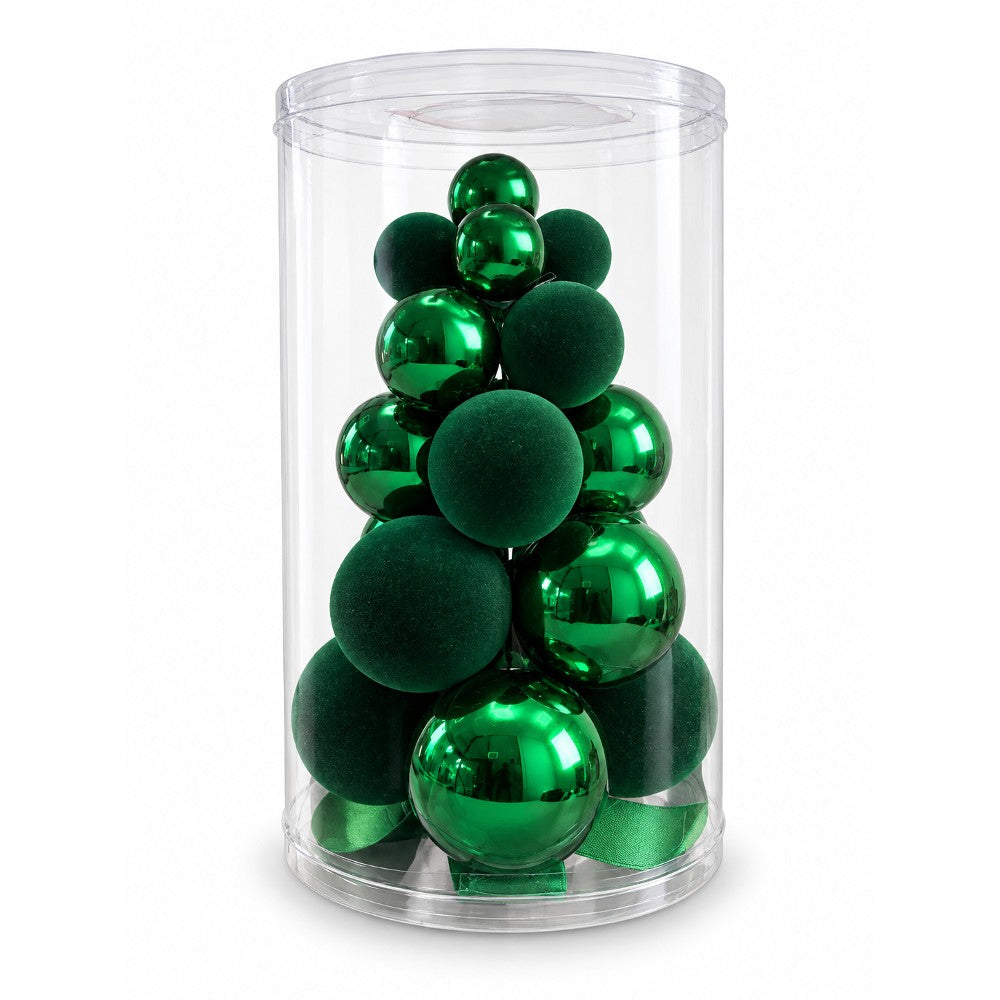 Sfere Natalizie 21pz a forma di Albero Verde