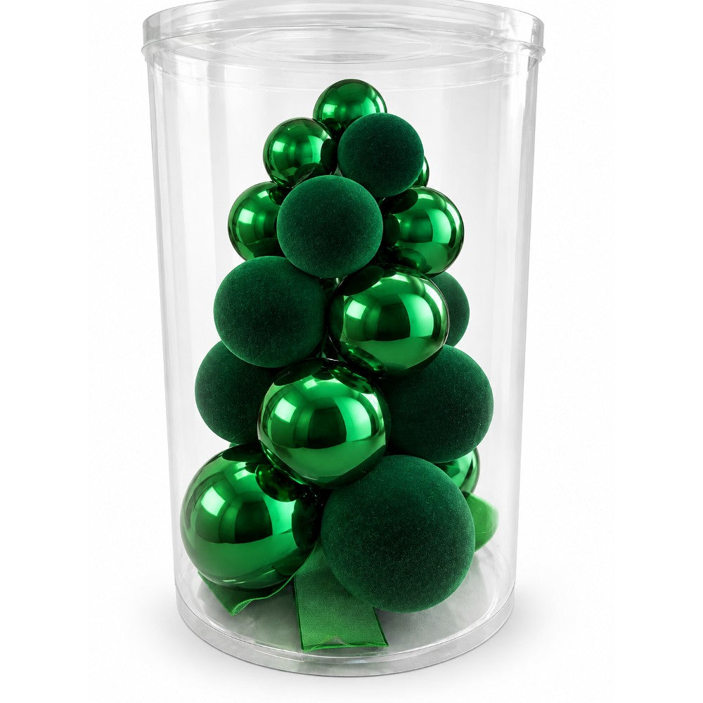 Sfere Natalizie 21pz a forma di Albero Verde - immagine 4