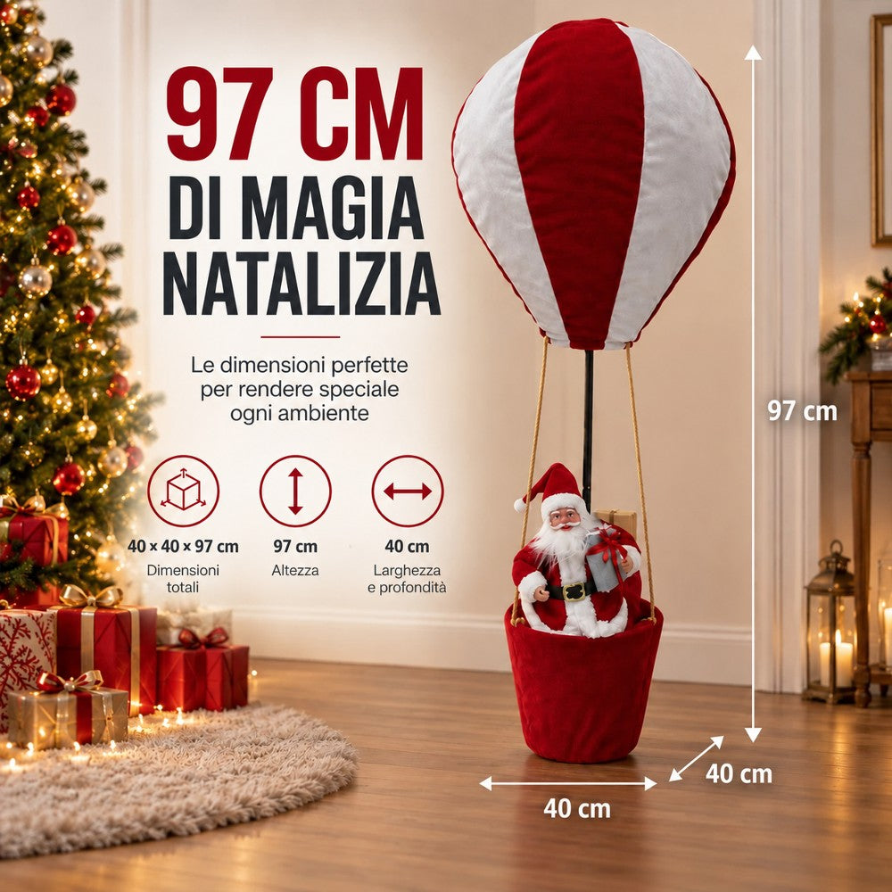 Mongolfiera con Babbo Natale 40x40xH.97 cm - immagine 3
